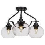 Toltec Lighting - Toltec Lighting 2607-MB-202 Odyssey - Three Light Semi-Flush Mount - Warranty: 1 Year Assembly Required: Yes  Shade Included: YesOdyssey Three Light Semi-Flush Mount Matte Black Clear Bubble Glass *UL Approved: YES *Energy Star Qualified: n/a  *ADA Certified: n/a  *Number of Lights: Lamp: 3-*Wattage:60w Medium Base bulb(s) *Bulb Included:No *Bulb Type:Medium Base *Finish Type:Matte Black