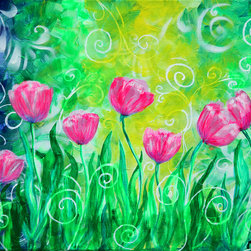 Dancing Tulips Acrylic Painting - Home Decor