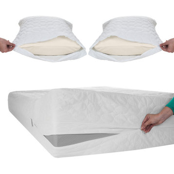 Bed Bug & Dust Mite Cotton Mattress Protector & 2 Pillow Protectors, Twin