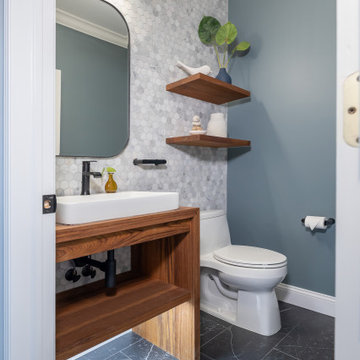 Two Tone Modern Kitchen and Half Bath in Towaco