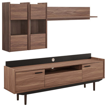 Visionary Collection: Mid-Century TV Stand & Wall Shelves - Ample Storage Sleek