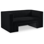 Meridian Furniture - Henson Velvet Upholstered Loveseat, Black - Spice up your living room or den with this Henson velvet loveseat. This handsome chair has a boxy design that suits any contemporary room with ease. It's covered in rich black velvet that's luxuriously soft to the touch and against the body, making it everyone's favorite seat. The solid wood frame of this modern loveseat adds durability, resilience, and long-lasting enjoyment to this loveseat, making it look right at home in your up-to-the-minute space.