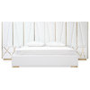 Modrest Nixa White + Rose Gold Bed + Nightstands, Eastern King