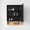 Bergen Modern Medicine Cabinet, Matte Black Frame, Whitewash Shelf, 24"