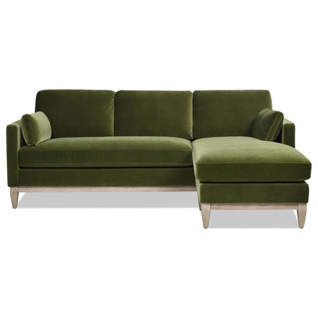 Knox 89" Modern Farmhouse Reversible Chaise Sectional Sofa, Olive Green Performance Velvet