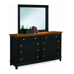 American Drew 181-130BM Triple Dresser- Black w/ Maple Top Sterling Pointe - Dressers