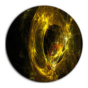 Far Spherical Galaxy Golden, Abstract Digital Disc Metal Artwork, 11"