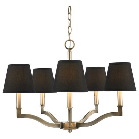 Golden Lighting Waverly Chandelier, Antique Brass with Groom Shade