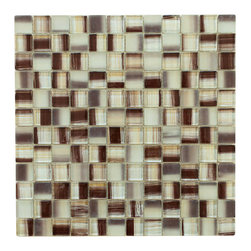 Brown&White Modern Art Glass Mosaic Tile (Square,Glossy&Matte) - Home Accessories & Decor