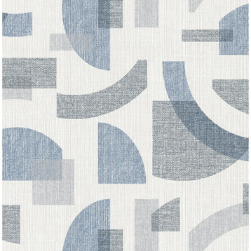Fulton Blue Shapes Wallpaper Sample