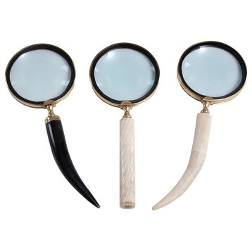 Eclectic Black Metal Magnifying Glass Set 28329