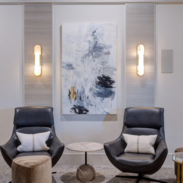 Raleigh NC Interior Design — Luxury Entertainment Suite with Home Bar & Theater