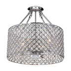 Marya 4-Light Chrome Beaded Drum Semi Flush Mount Chandelier Glam Lighting