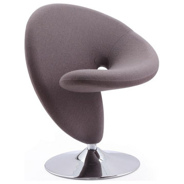 Curl Swivel Accent Chair, Gray and Polished Chrome