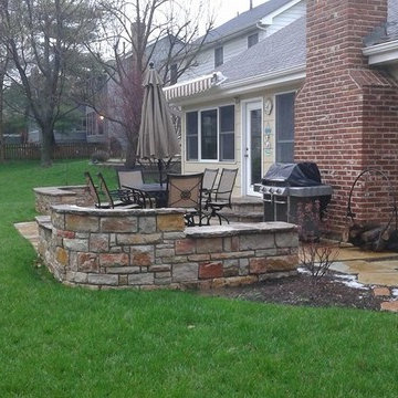 Natural Stone fire pit Stone walls stairs flagstone patio in chesterfield, mo