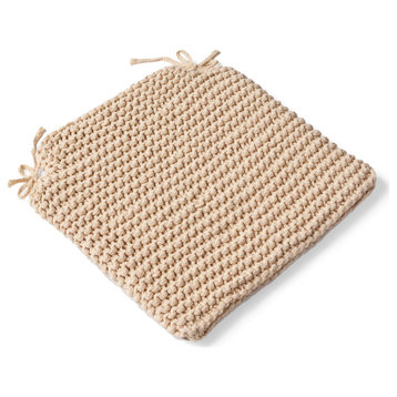 Jordan Knitted Cotton Cushion, Beige