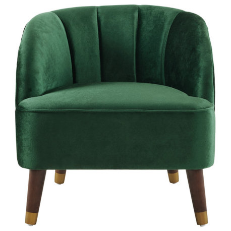 GDF Studio Veneras Velvet Barrel Club Chairs, Emerald, Single