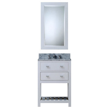 Madalyn Pure White Bathroom Vanity, Pure White, 24" Wide, One Mirror, One Faucet