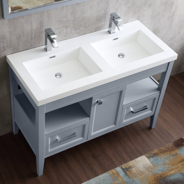 Dowell 22" FTB Resin Bathroom Vanity Basin, White, 49wx22dx6h