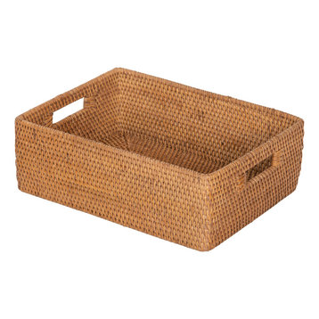 Loma Rattan Shelf and Organizing Basket, Small, Honey Brown