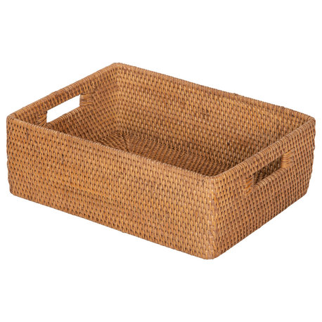 Loma Rattan Shelf and Organizing Basket, Small, Honey Brown