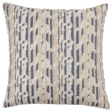 Down-Filled Throw Pillow With Textured and Printed Design, 22"x22", Blue