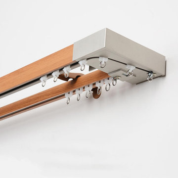 QYRF02 Wood Grain Single Double Curtain Tracks Ceiling/Wall Mount