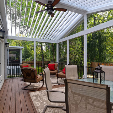 Vienna Screened in Porch with Gabled Equinox Adjustable Louvered Roof