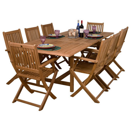 Hamburg 9-Piece Teak Extendable Rectangular Patio Dining Set