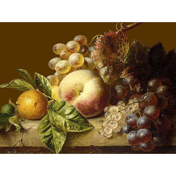 Tile Mural, A Still Life With Grapes By Adriana-Johanna Haane Ceramic, Glossy