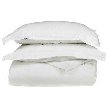 Egyptian Cotton Duvet Cover with Pillow Shams, Full/Queen, White