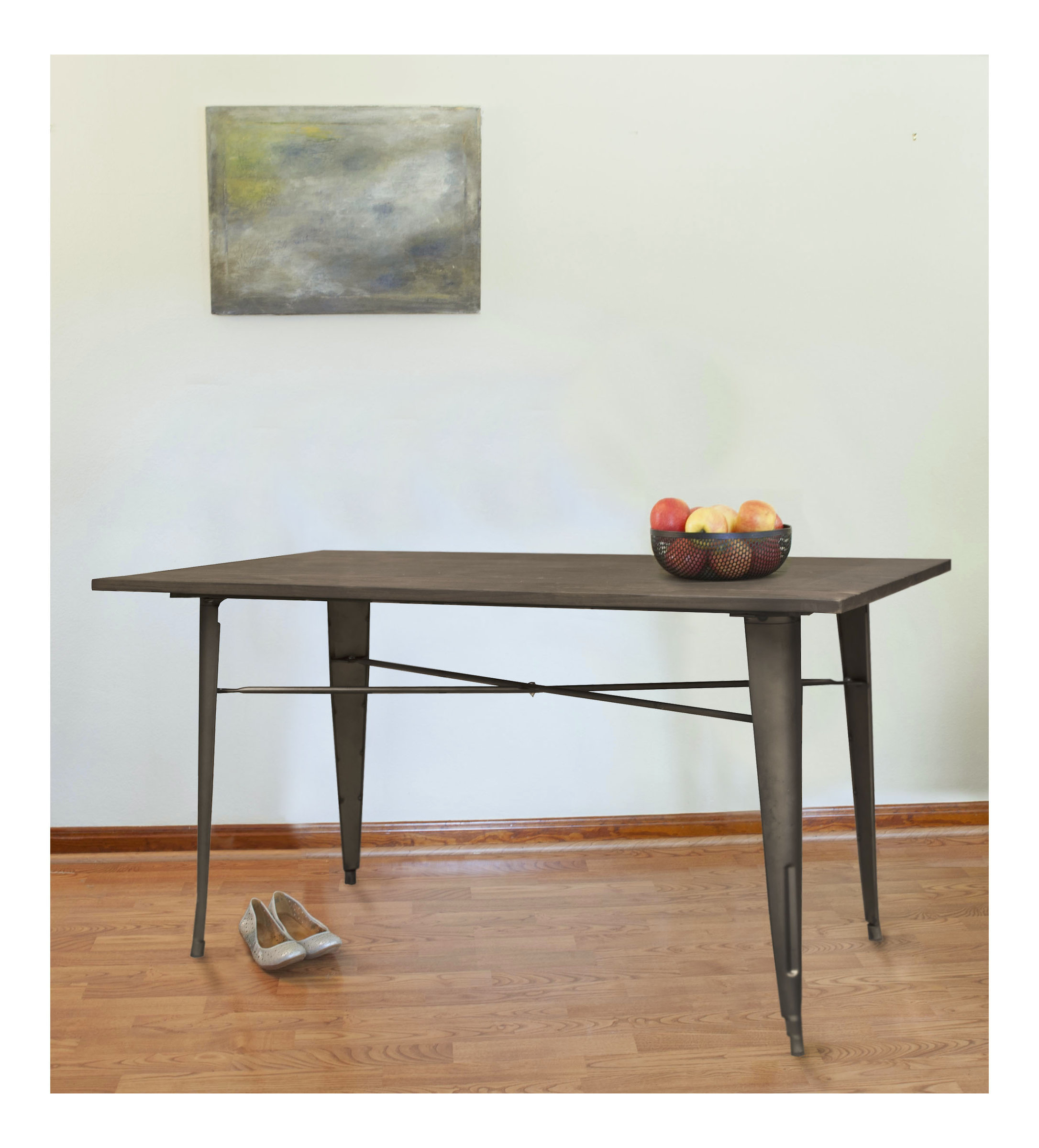 Loft Rustic Gunmetal Metal Dining Table With Wood Top - Modern - Dining ...
