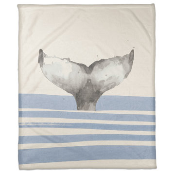 Whale Tail Stripes Blue 50x60 Throw Blanket