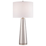 Lite Source - Lite Source LS-23200SILV Tyrone - One Light Table Lamp - Table Lamp, L.Gold Ceramic/White Fabric Shade, E27 A 150W.  Shade Included: YesTyrone One Light Table Lamp Silver White Fabric Shade *UL Approved: YES *Energy Star Qualified: n/a  *ADA Certified: n/a  *Number of Lights: Lamp: 1-*Wattage:150w E27 A bulb(s) *Bulb Included:No *Bulb Type:E27 A *Finish Type:Silver
