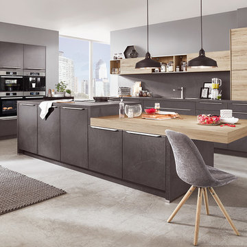 Cocina minimalista en colores gris y beige