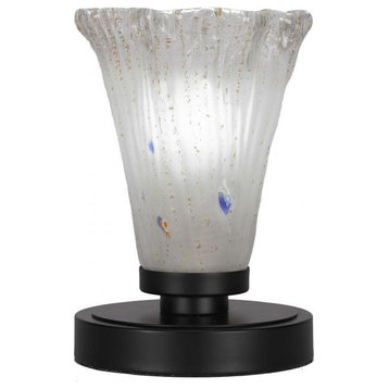 Luna 1-Light Table Lamp, Matte Black/Fluted Frosted Crystal