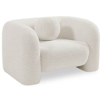 Emory Boucle Fabric Upholstered Upholstered Chair, Cream