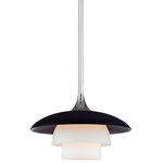 Hudson Valley Lighting - BARRON 1010-PN 1 Light Pendant, Polished Nickel - In the first half of the twentieth century, Danish architects attempted to address the issue of glare inherent in electric light. In our Barron family, we apply the solution they came up with-layered, curved shades-to light fixtures with a floral bent. A finely textured black on the outside and a metal finish on the inside, Barron's shades are a visual delight in person. Opal-etched diffusers nested in pairs within each shade further soften and diffuse the light.