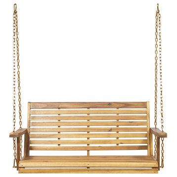 Viola Outdoor Aacia Wood Porch Swing, Teak Finish