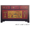 Chinese Black Red Lady Scenery 3 Drawer Sideboard Cabinet