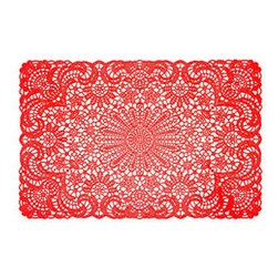 Vinyl Lace Placemats in Red - Set of 12 - Placemats