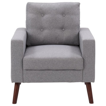 CorLiving Elwood Durable Fabric Tufted Accent Chair, Grey