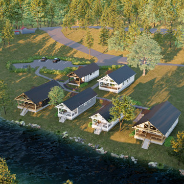 Modern Riverside Cabins with Nature-Inspired Design