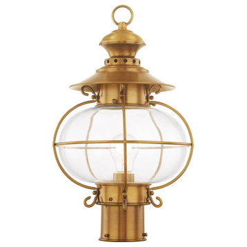 Livex Harbor 1 Light 17" Tall Outdoor Post Top Lantern, Flemish Brass