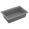 Karran Drop-In Quartz 33" 1-Hole Single Bowl Kitchen Sink Kit, Grey