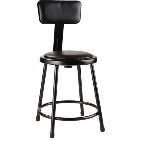 NPS 18"Heavy Duty Vinyl Padded Steel Stool With Backrest, Black