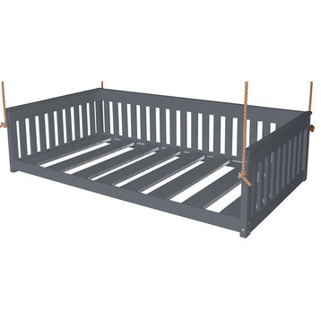 Poly Mission Hanging Daybed with Rope, Dark Gray, Twin