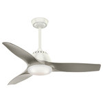 Casablanca Fan Company - Casablanca 44" Wisp Fresh White Ceiling Fan With Light and Remote - A contemporary design with a little flare of retro, the Wisp LED ceiling fan brings a balance of finesse and joviality into your home. The unique curvature in the blades adds a touch of personality to an otherwise clean, elegant design. The Wisp features an integrated light kit with a dimmable, energy-efficient LED bulb that shines a soft light through cased white glass. The result is a composition with an elegant, airy aura that will inspire joy and comfort throughout the entire room.