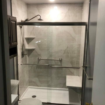 Silver White Marble w/ Fairfield simulated tile shower