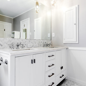 Classic Carrara Marble Master Bathroom